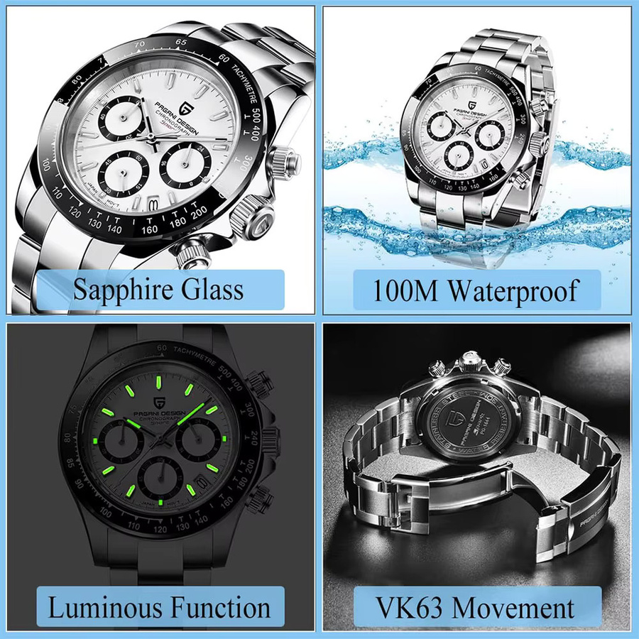 PAGANI DESIGN Chronograph, Quarz, Edelstahl, Silber, Herren - Bild 6