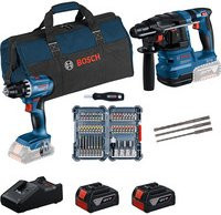 Bosch Professional 18V Akku-Set mit Bohrhammer GBH 18V-22, Bohrschrauber GSR 18V-45, 2 x 4,0 Ah Akkus und Ladegerät GAL 18V-40 in Blau/Schwarz - Bild 1
