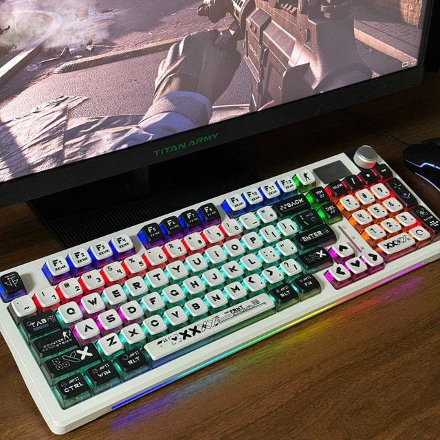 CHUBAN Pudding Tastenkappen Set mit Doomsday-Druck und 4-seitig durchscheinendem Obermuster für mechanische Tastaturen, Multicolor, kompatibel mit 60 %, 75 %, TKL, 96 % und 100 % Layouts - Bild 1
