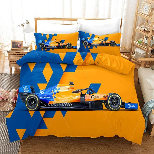 Au King Kinder Bettwäscheset Rotes Rennauto 3D Druck mit Kissenbezug, Microfaser, Breite: 210 cm, Tiefe: 240 cm - Bild 1
