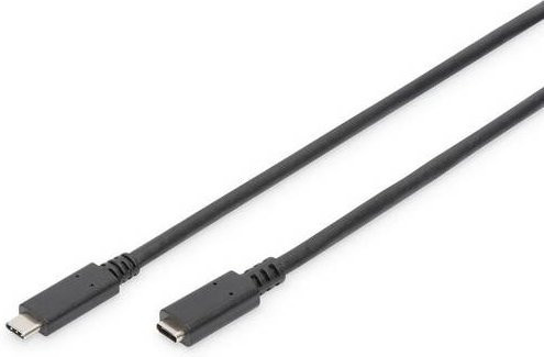 Digitus USB 2.0 Verlängerungskabel mit USB-C Stecker und USB-C Buchse, Schwarz, 2,00 m - Bild 1