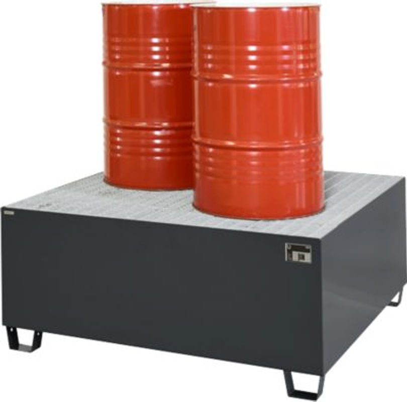 Auffangwanne Schäfer Shop Pure 1000 aus Stahl mit verzinktem Gitterrost, anthrazit RAL 7016, unterfahrbar, B: 146,0 cm, T: 146,0 cm, H: 63,0 cm - Bild 2