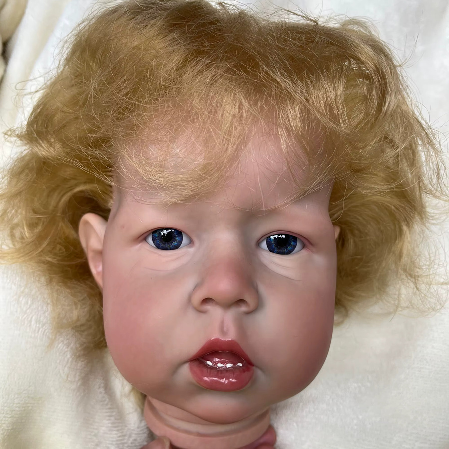 AnjoDoll Liam Bebe Reborn Puppe Kits, Handgemachte Gemalt/Unlackiert, Realistische Nette Neugeborene Puppe Teile Mit Zähne Kit Bebé Reborn, Blau - Bild 3