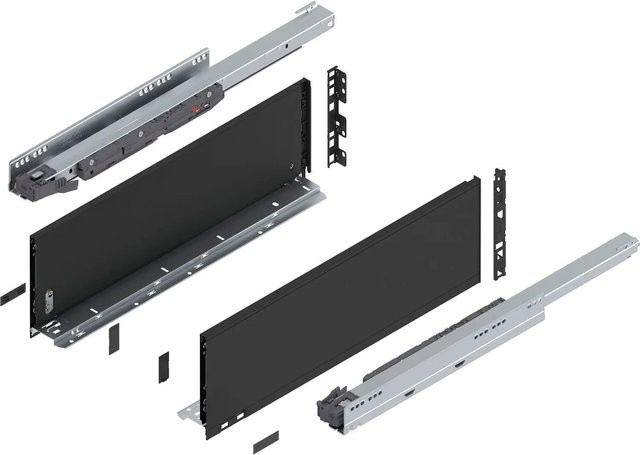 Blum Legrabox Pure Set Unterbau Schubladensystem mit Blumotion Soft-Close, Nennlänge: 550 mm, Tragkraft: 40 kg, Farbe: Carbonschwarz Matt - Bild 1
