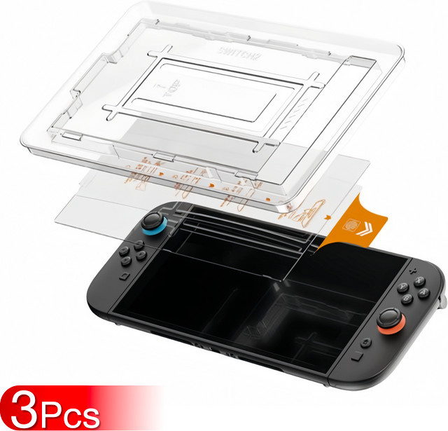 iPYZH 3er-Pack OneTouch Displayschutzfolie aus gehärtetem Glas für Switch 2 7,9 Zoll, Ultra-Klar, Transparent - Bild 1
