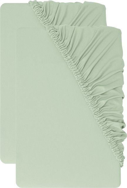 LIVARNO Spannbettlaken aus Mikrofaser in Grün, 2er-Pack, B/T: 180 x 200 cm - Bild 1