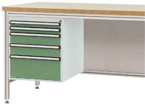 Manuflex Gehäuse-Unterbau ZB4875.6011 für ALU-Arbeitstische in Weiß-Grün mit 5 Schubfächern, Nutzhöhe: 50 cm, für Tischtiefe: 60 cm - Bild 1