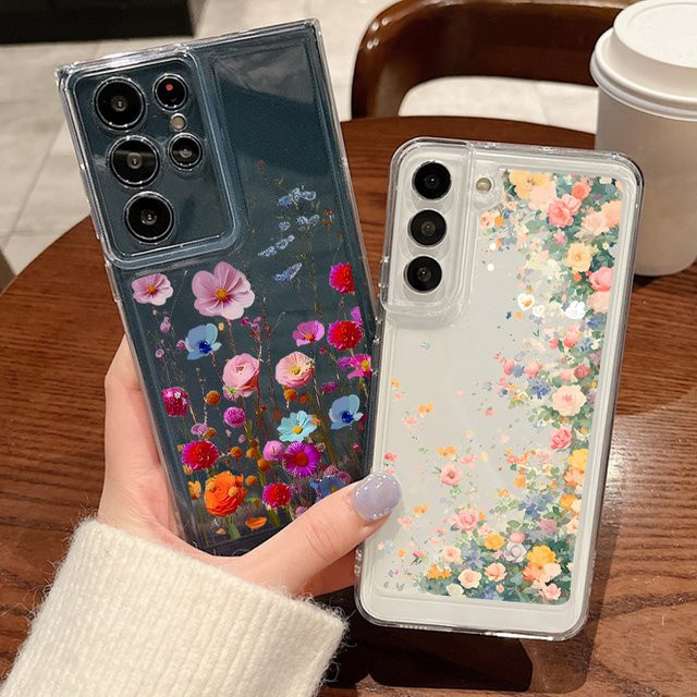 Samsung Handyhülle mit Blumenmuster in Multicolour für verschiedene Galaxy Modelle wie S25 Ultra S24 S23 S22 Plus und A-Serie - Bild 1