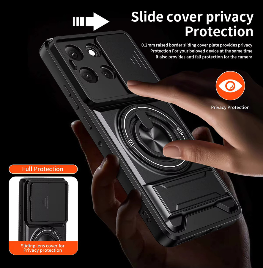 Magnetische Handyhülle für Motorola Moto G-Serie mit Slide-Kamera-Schutz und Standfunktion in Schwarz oder Rot - Bild 5