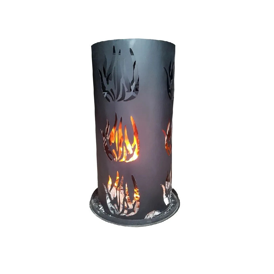 Lex Feuersäule Feuerkorb aus Stahl in Schwarz mit Feuerrost und Schürhaken, Höhe: 80 cm - Bild 2