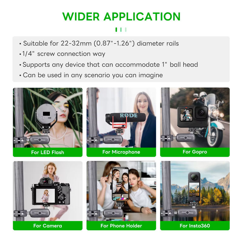 FANAUE Sportkamera-Halterung aus Aluminiumlegierung für Insta 360 und 1/4 Zoll Gewinde, geeignet für Motorrad und Fahrrad - Bild 2