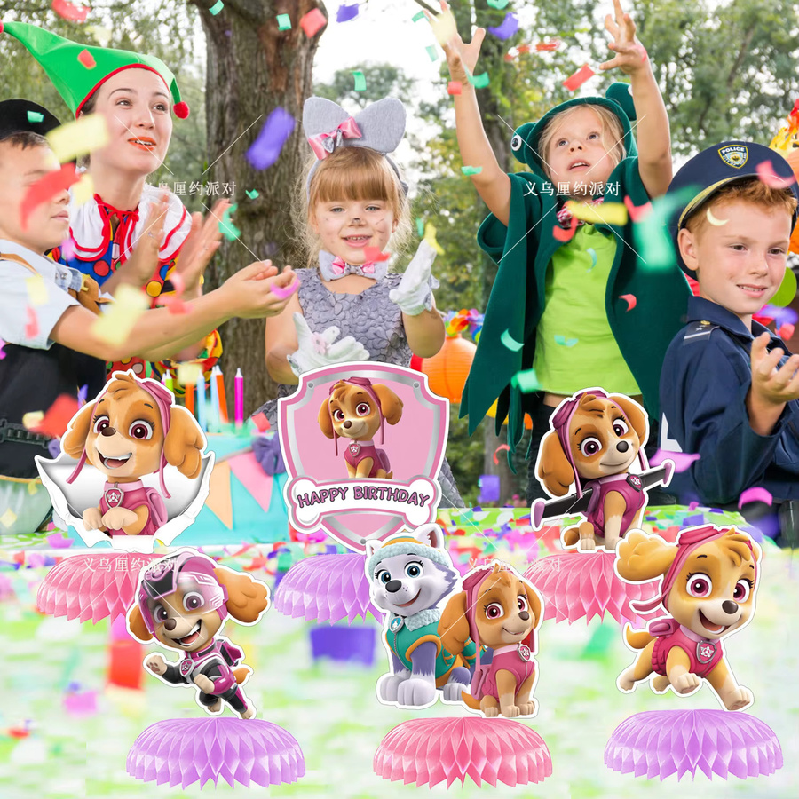 Paw Patrol Tischdeko Rosa Wabenpapier Dschungel Party Supplies für Kindergeburtstage und Babypartys - Bild 2