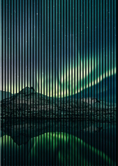 FN Acustico Akustikplatte Nordlichter Multicolor aus PET und MDF mit Klebefolie, H x B x T: 2.400 x 1.693 x 19 mm - Bild 1