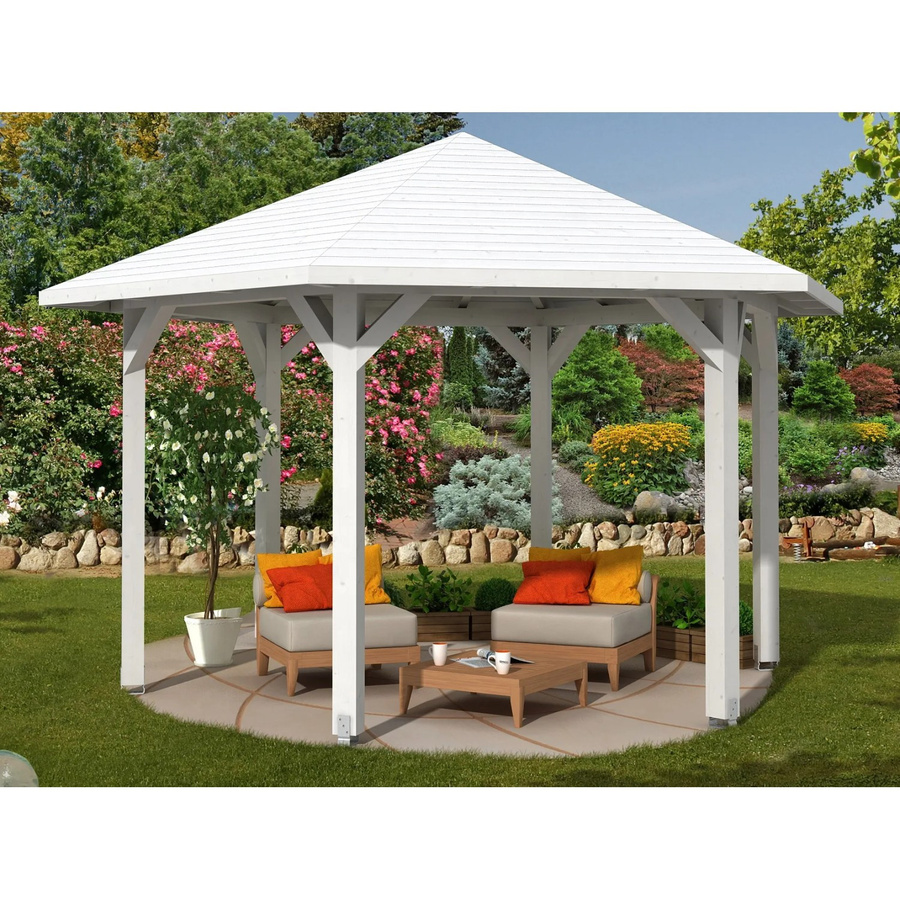Skan Holz Pavillon Nancy 3 aus Fichten-Leimholz in Weiß B/H/T: 480 x 316 x 416 cm - Bild 2