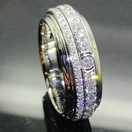 Huitan Verlobungsring, Messing, Silber, Zirkonia, Damen