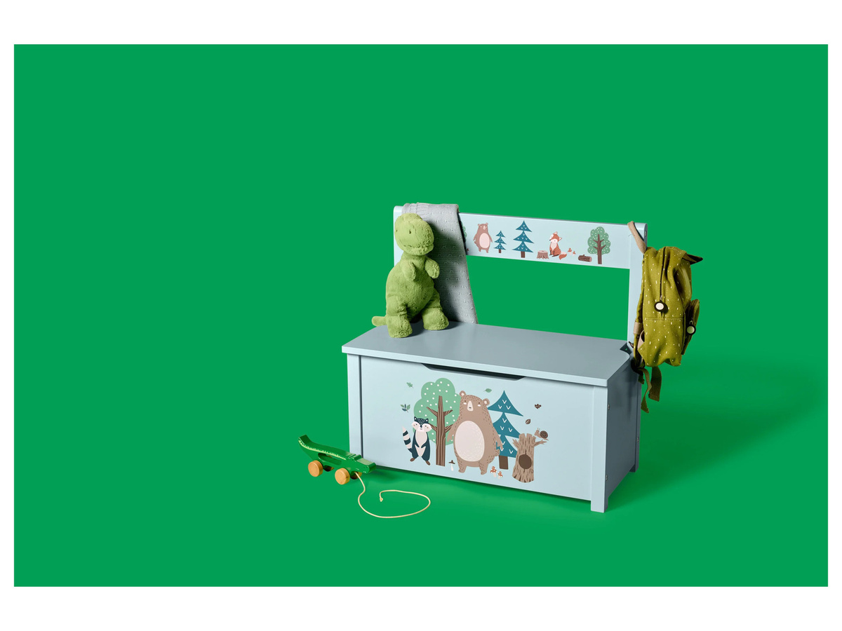 LUPILU Truhenbank aus Holz in Hellblau für das Kinderzimmer, B/T/H: 62,5 x 29,0 x 58,5 cm - Bild 2