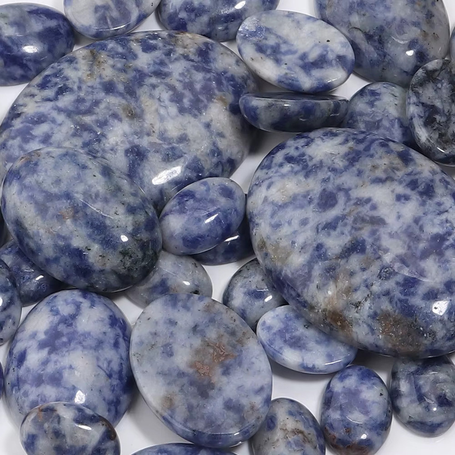 Louleur Naturstein-Cabochons, blauer Punktstein, oval, lose Perlen - Bild 4