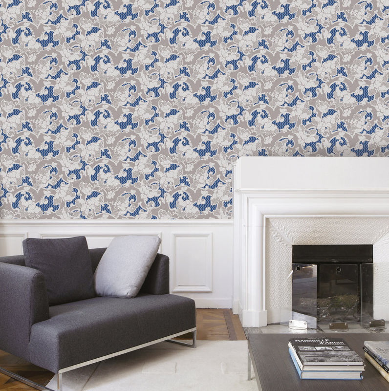 Isidore Leroy Tapete Deauville Bleu in Blau mit floralem und botanischem Design aus Vlies - Bild 2