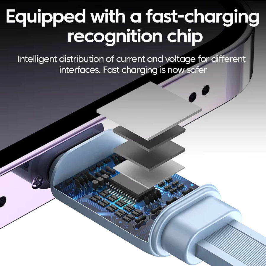 OIITH Einziehbares USB-A auf USB-C Datenkabel mit 100W Schnellladefunktion in Schwarz - Bild 3