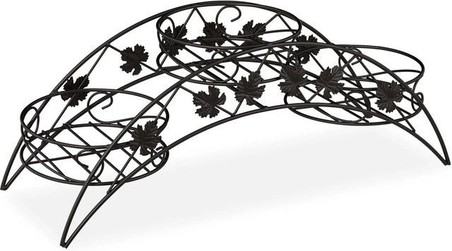 Relaxdays Blumentreppe aus Metall in Schwarz im Vintage-Design für 3 Pflanzen, B/T/H: 55 x 21 x 19 cm - Bild 1