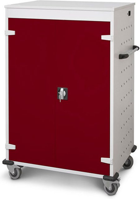 rotstahl Laptopwagen mit 20 Fächern in Bordeaux und lichtgrauem Korpus, Breite: 92 cm, Höhe: 125 cm - Bild 1