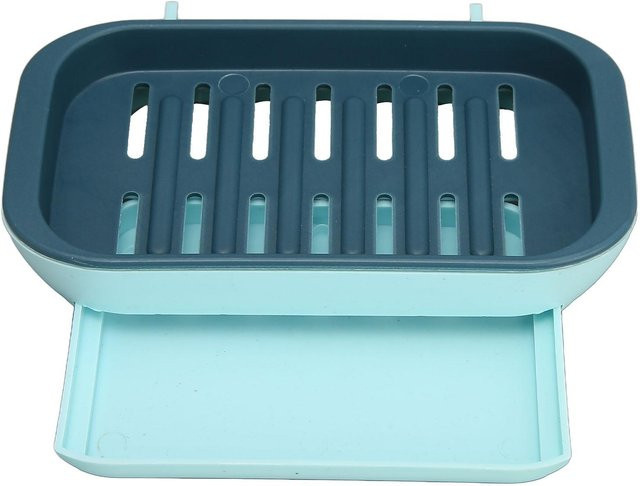 Koogeelife Seifenbehälterhalter mit Ablage und Perforation zum Aufhängen, Schwarz - Bild 1