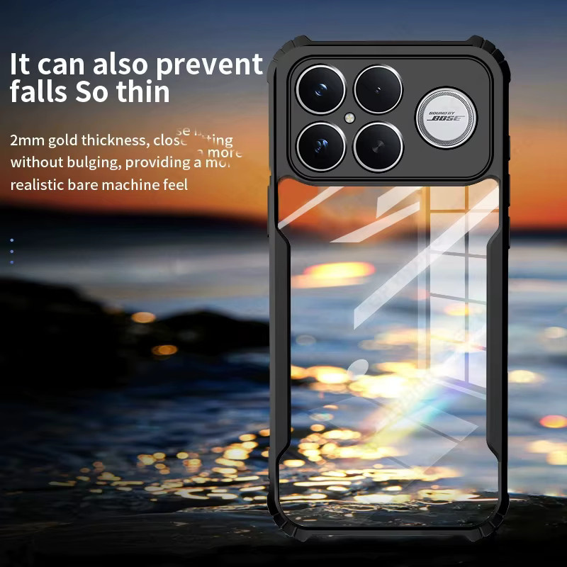 Transparente Xiaomi Poco F8 Ultra Handyhülle mit magnetischem Halter und Ring, stoßfestes Design in Schwarz und Transparent - Bild 5