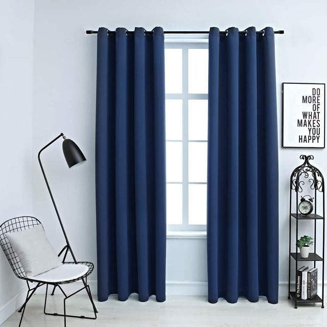 vidaXL Verdunkelungsvorhänge mit Metallösen, 2 Stück, Blau, B: 140 cm, H: 175 cm - Bild 3