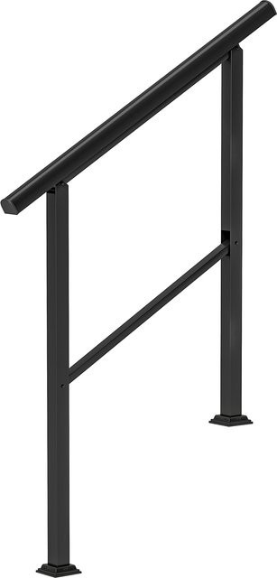 Aosom Outsunny Treppengeländer für 2-3 Stufen aus Metall, Winkelverstellbarer Handlauf für Außen und Innen, Schwarz, Höhe: 94 cm - Bild 1