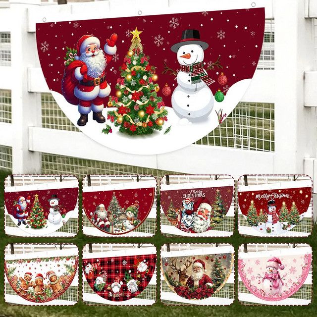 VIKAMA Fächerförmige Weihnachtsflagge zum Aufhängen für die Weihnachtsdekoration und das neue Jahr - Bild 1