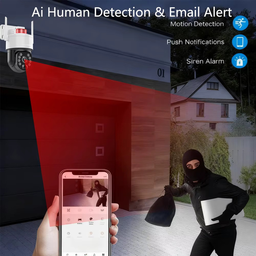 Tuya Outdoor WiFi IP-Kamera in Weiß mit 5MP HD-Auflösung, KI-Menschenerkennung und App-Steuerung - Bild 3