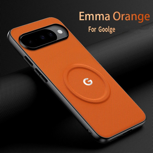 Magnetische Business Schutzhülle mit Diamant-Textur aus Leder für Google Pixel 11 Pro, 10 Pro XL, 9, 10A und 9A mit MagSafe Kompatibilität in Blau und Orange - Bild 1
