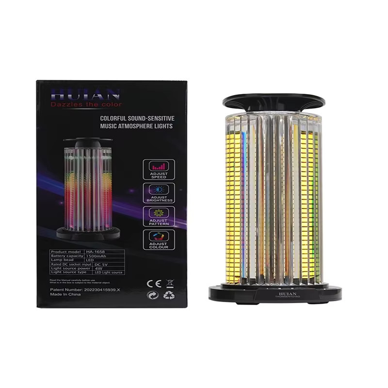 RGB Musik-LED-Atmosphärenleuchte mit Sprachsteuerung und Rhythmus-Effekt in Schwarz und Multicolour für Wohnzimmer, Auto oder Desktop - Bild 2