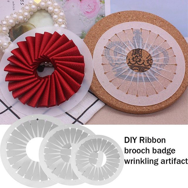 Rosetten-Maker Patchwork-Zubehör Set für DIY-Nähhandwerk und Broschen zur Herstellung von Bandblumen aus Kunststoff, Durchmesser: 9 cm, 12 cm und 15 cm - Bild 1