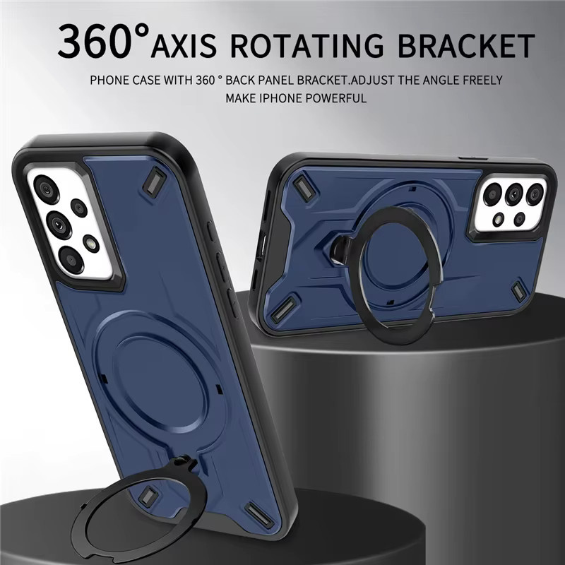 Stand Armor Magnetische Stoßfeste Handyhülle für Samsung Galaxy A-Serie kompatibel mit MagSafe in Schwarz oder Silber - Bild 5