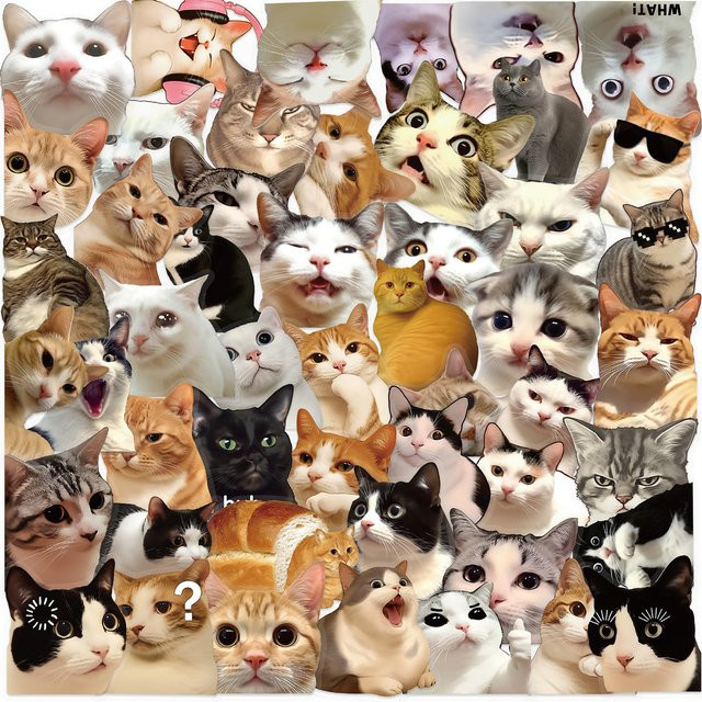 50 Stück transparente Retro-Cartoon-Katze Aufkleber aus PET, wasserfeste DIY-Dekor-Sticker für Zeitschriften, Gitarren und Notizbücher von Anime Worlds Store - Bild 1