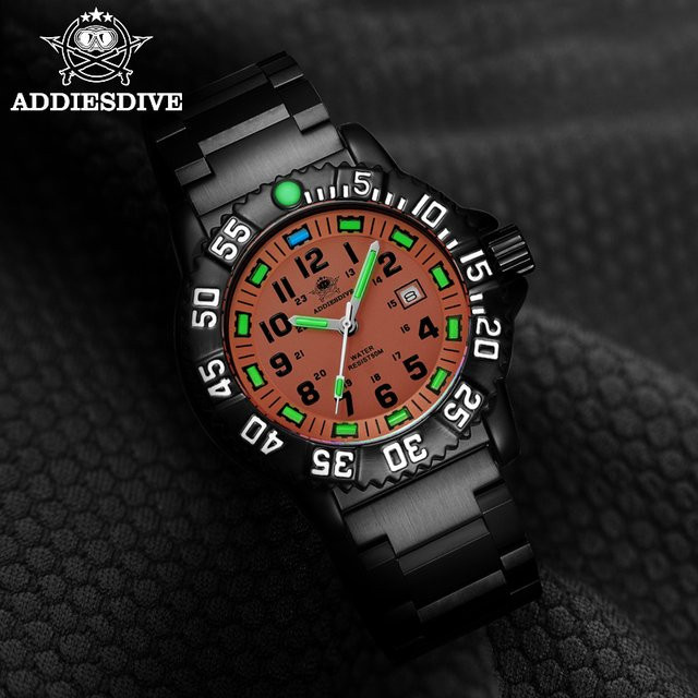 Addies Armbanduhr, Quarz, Edelstahl, orange Zifferblatt, Herren - Bild 1