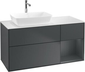 V&B Waschtischunterschrank Finion mit Wandbeleuchtung, Grau lackiert, Breite: 120 cm, Tiefe: 50,1 cm, Höhe: 50,1 cm - Bild 1