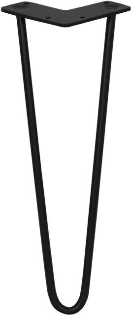 Monstershop Hairpin Tischbeine mit 2 Streben aus Stahl, 4 Stück, Schwarz Matt, Höhe: 35,5 cm - Bild 1