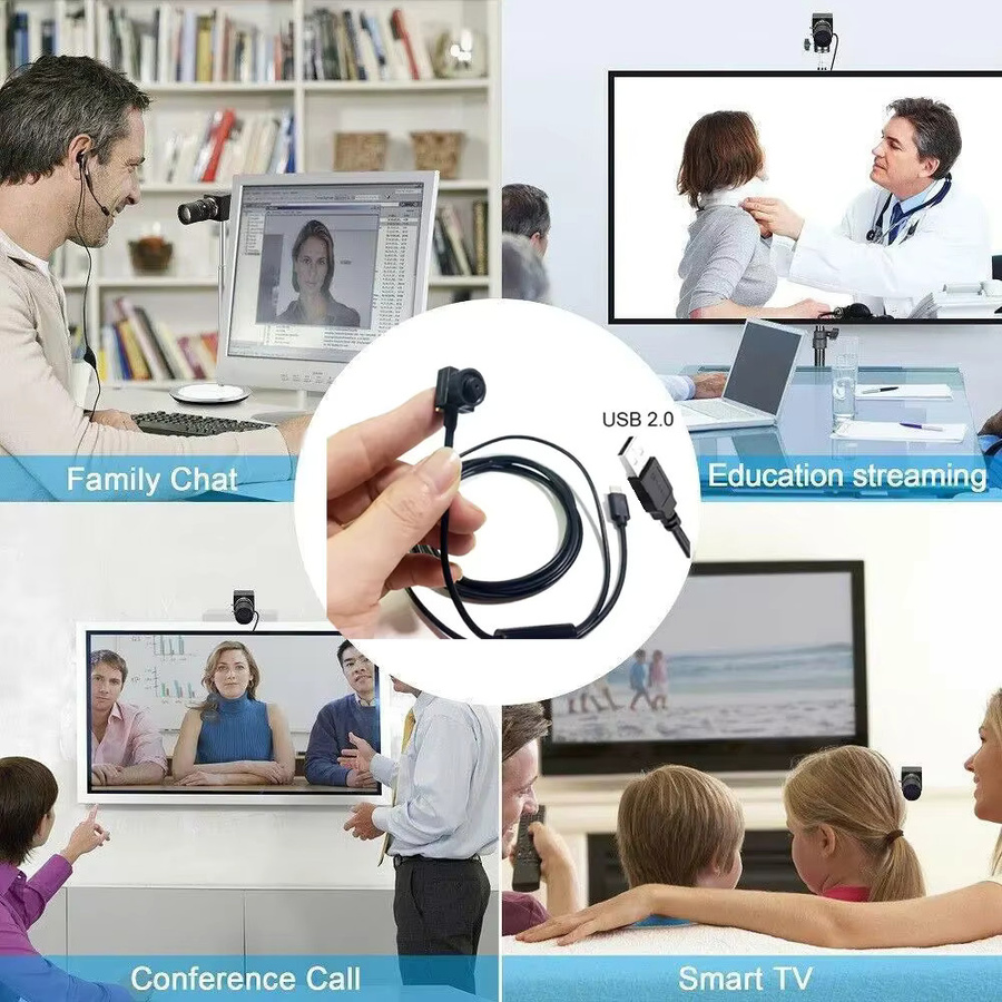 Mini-Laptop USB-Webkamera Full HD 1080P Video-CCTV Überwachungskamera in Schwarz mit USB-C und USB-A Anschluss für PC und Android - Bild 3