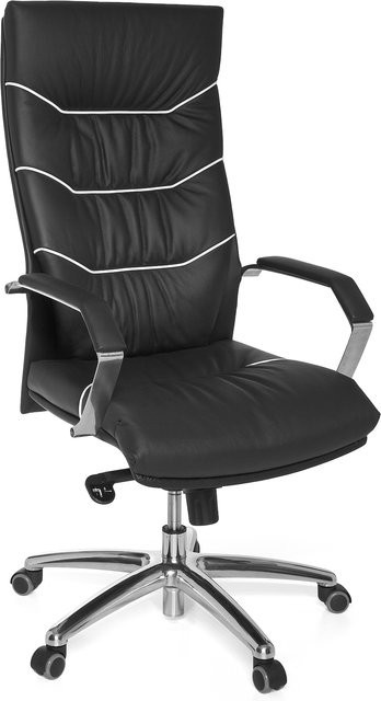 FineBuy XXL Chefsessel aus schwarzem Echtleder als Drehstuhl und Schreibtischstuhl - Bild 1