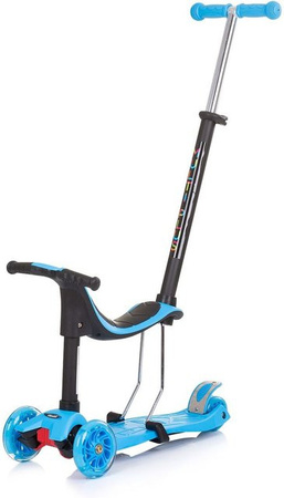 Chipolino Kinderroller 3 in 1 Multi Plus mit LED-Lichtern, Laufrad und Roller, Blau
