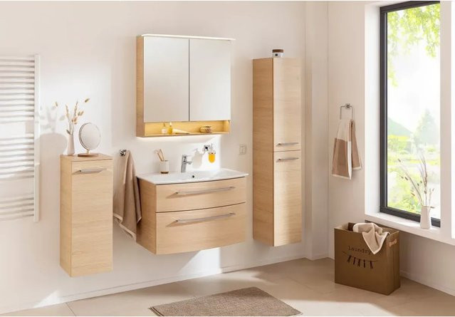 Fackelmann Badmöbel-Set B.Style 2-teilig in Sandeiche mit Gussmarmor-Waschtisch, B/H/T: 83,2 x 54,3 x 47,8 cm - Bild 1