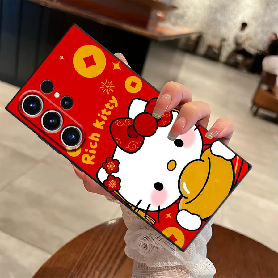 Sanrio Hello Kitty Neujahr Soft Back Phone Cover für Samsung Galaxy S25 Ultra S24 Plus S23 FE S22 S21 S20 und weitere Modelle in Rot - Bild 6