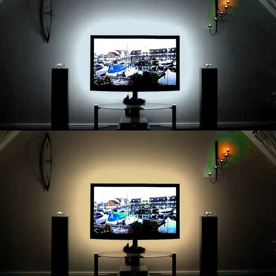 Guillermo USB-LED-Streifenlicht SMD 2835 als flexibles Beleuchtungsband für TV-Hintergrund und Heimdekoration in Weiß/Warmweiß - Bild 2