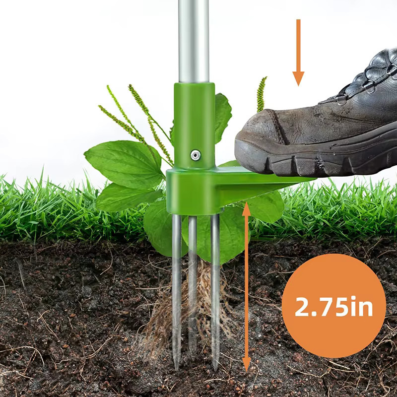 Unkrautentferner mit langem Griff in Grün für Garten und Rasen - Bild 2