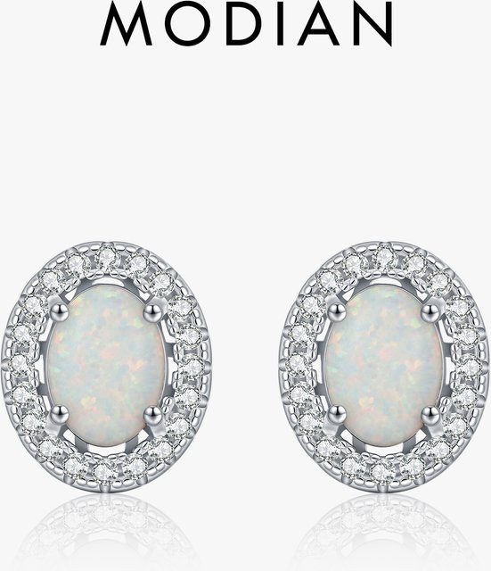 MODIAN Ohrstecker 925 Silber, Opal, Zirkonia, Damen - Bild 1