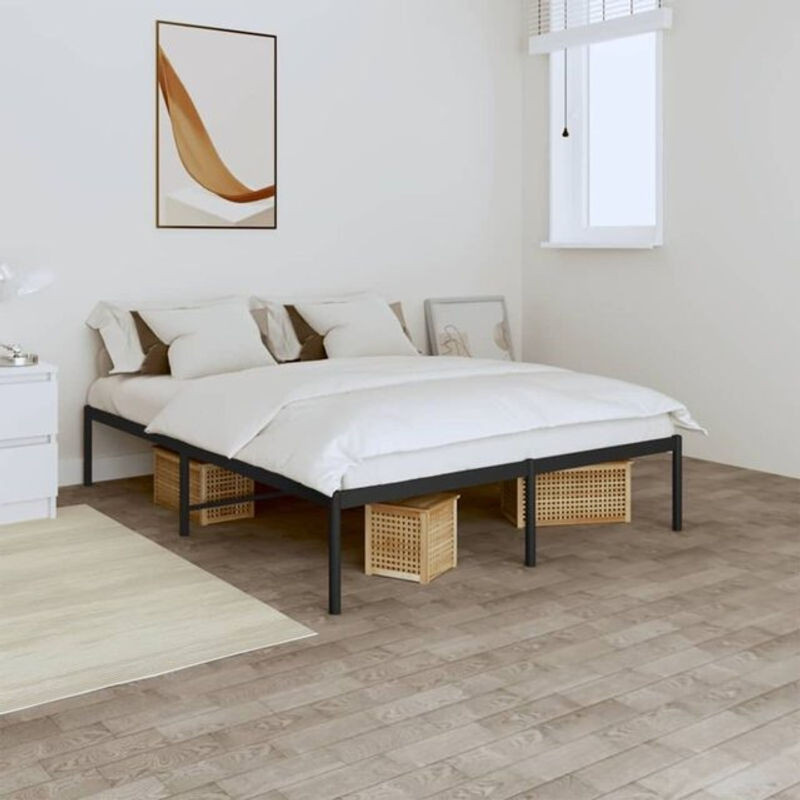 Modernes Metallbett aus Stahl von vidaxl in Schwarz, B/T/H: 150 x 200 cm - Bild 1