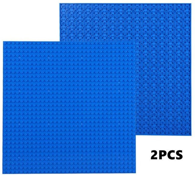 2-teiliges Set Doppelseitige Grundplatte für Bausteine, 32x32 Noppen, blau - Bild 1
