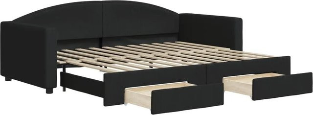 vidaXL Tagesbett Ausziehbar mit Schubladen in Schwarz mit Stoffbezug B/T/H: 90 x 200 x 75 cm - Bild 1